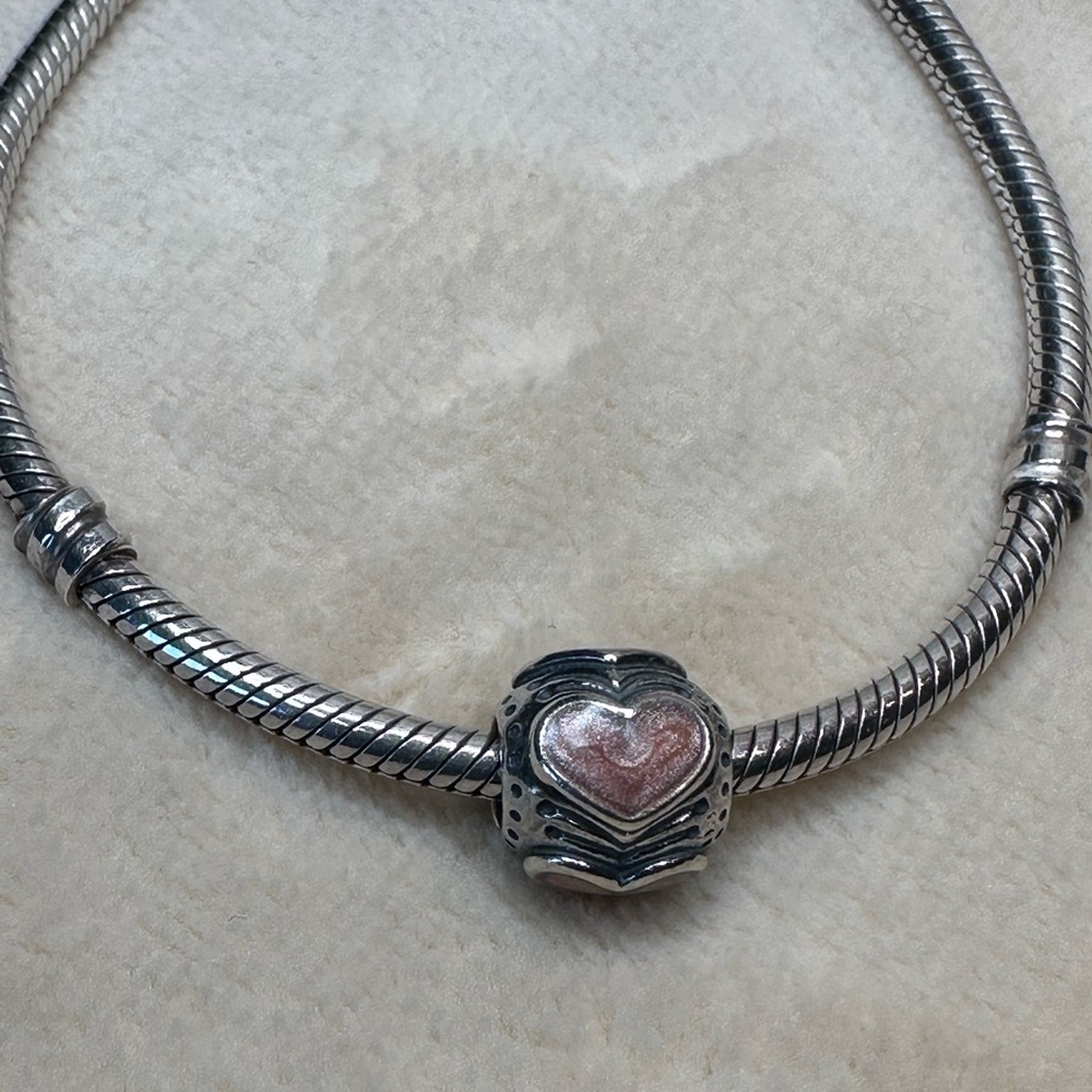 Pandora Rose Enamel Hearts ALE 925 Pink Enamel Retired #790591EN28